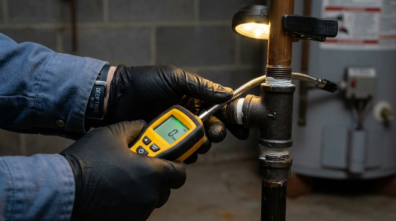 Gas leak detection with electronic sniffer by Johns Plumbing LLC in Gainesville